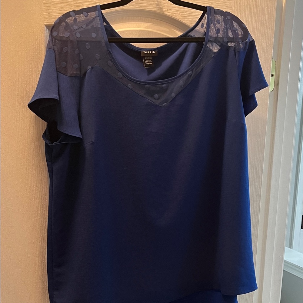 Torrid Royal Blue Sheer Accent Blouse